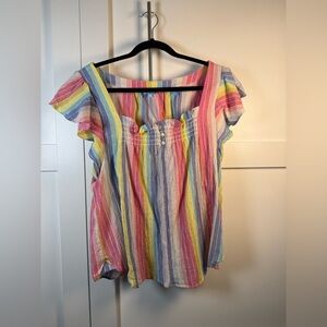 Draper James Multicolor Striped Blouse